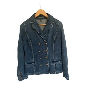 Vintage, Ralph Lauren Double breasted Blue Denim Jacket 10